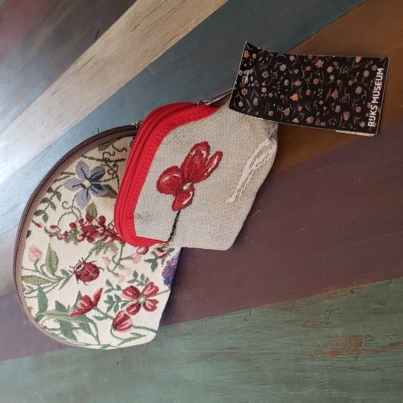 Rujks Museum Tapestry Multi Color Floral Coin Cosmetic Signare Bags - Picture 2 of 6